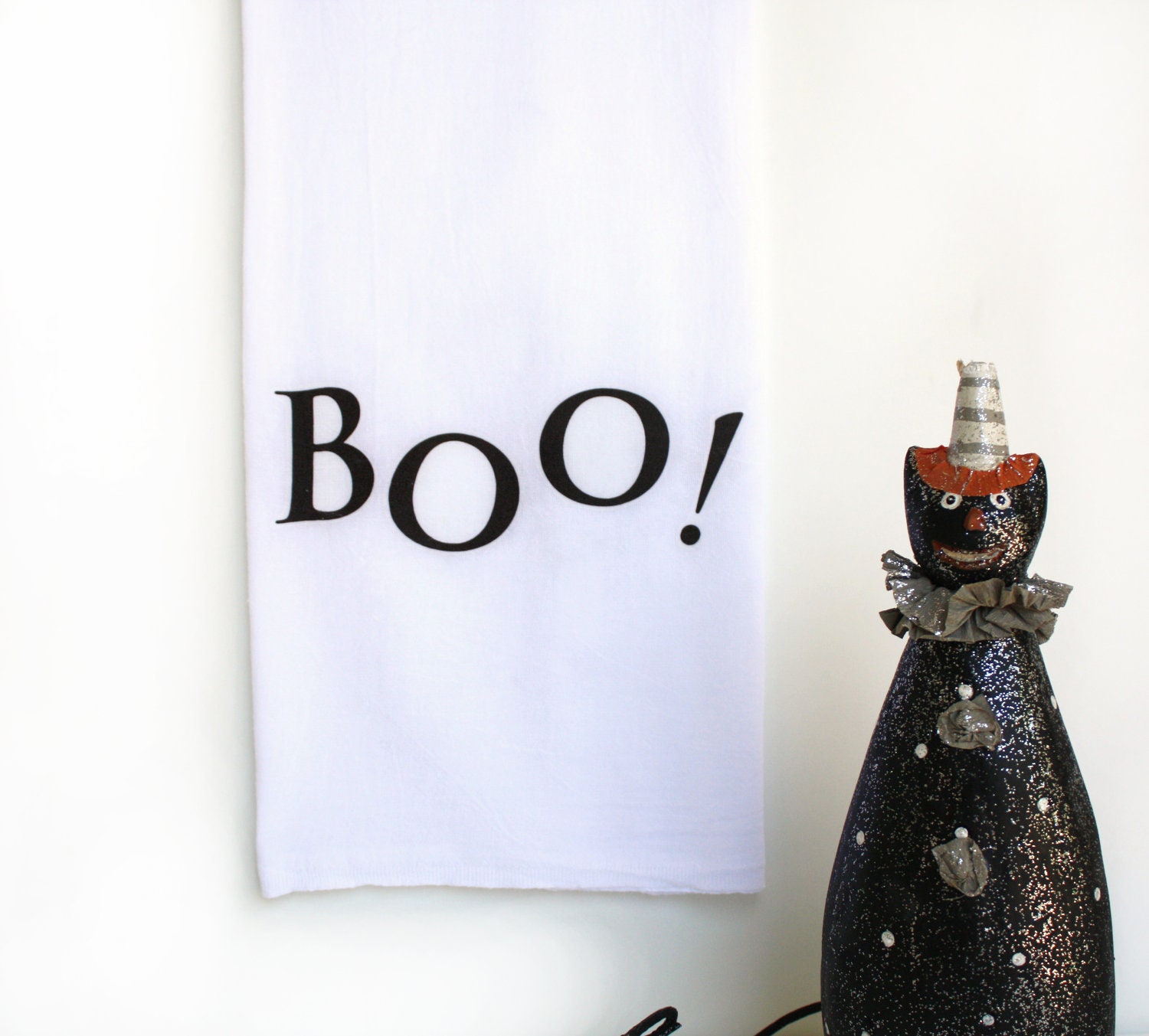Halloween Boo- Flour Sack Towel, Tea Towel, Fall, Kitchen, Home, Cotton, Autumn, Home Decor - AppleWhite