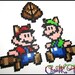 Raccoon Mario and Luigi with Super Leaf Pixel Art Perler Beads
