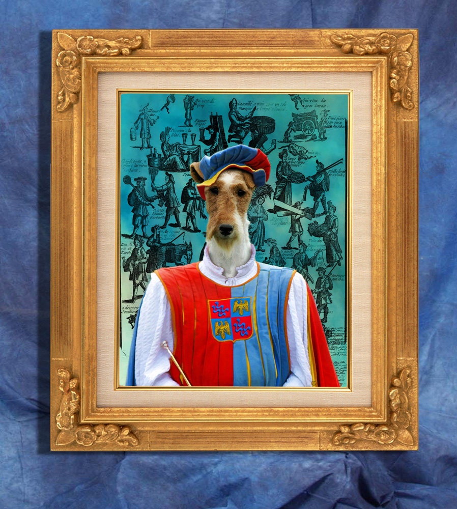 Fox Terrier Wire Art Print 11 x 14 inch original illustration artwork giclee archival premium poster print By Nobility Dogs