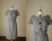 vintage 60s black and white seersucker dress