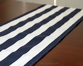 Premier Prints Table Runner- Navy Blue Stripes- 13x72