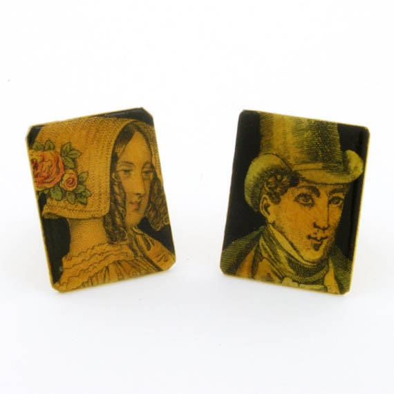Steampunk Edwardian Victorian French Portrait Cuff Links