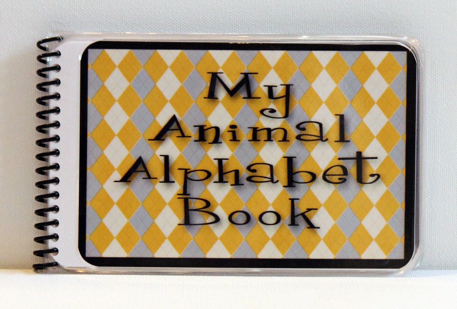 Animal ABC Book Alphabet Book Argyle Pattern Boy or Girl Ready to Ship