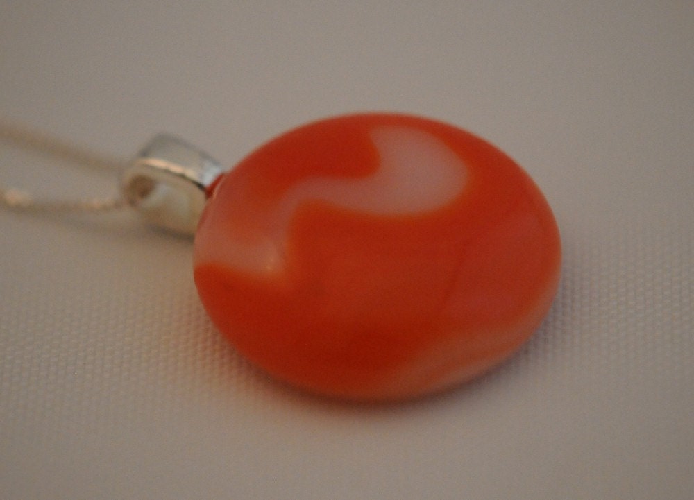 I love Orange Recycled Vintage Glass Marble Wearable Art Pendant