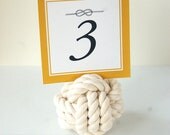 1 Small Nautical Knot Table Number Holder - Wedding Card Holder - Brown Manilla Rope or White Cotton