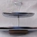 Vintage Two Tier Serving Tidbit Tray - Totally Retro - Wood Base