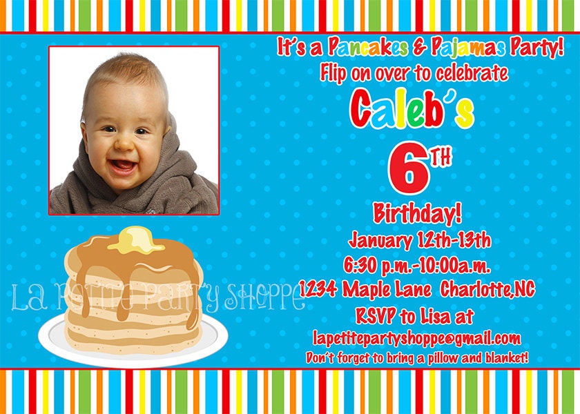 Boys Pancake and Pajamas Party Photo Invitations Il_170x135