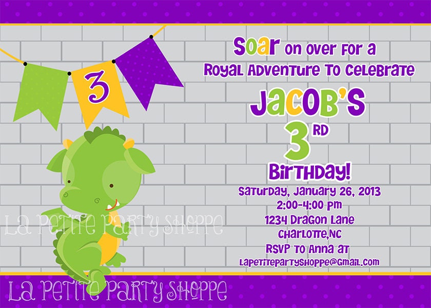 Little Dragon Birthday Invitations-Photo Invitation-Dragon Invites Il_170x135
