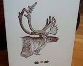 Letterpress Reindeer Holiday Greeting Card - one card