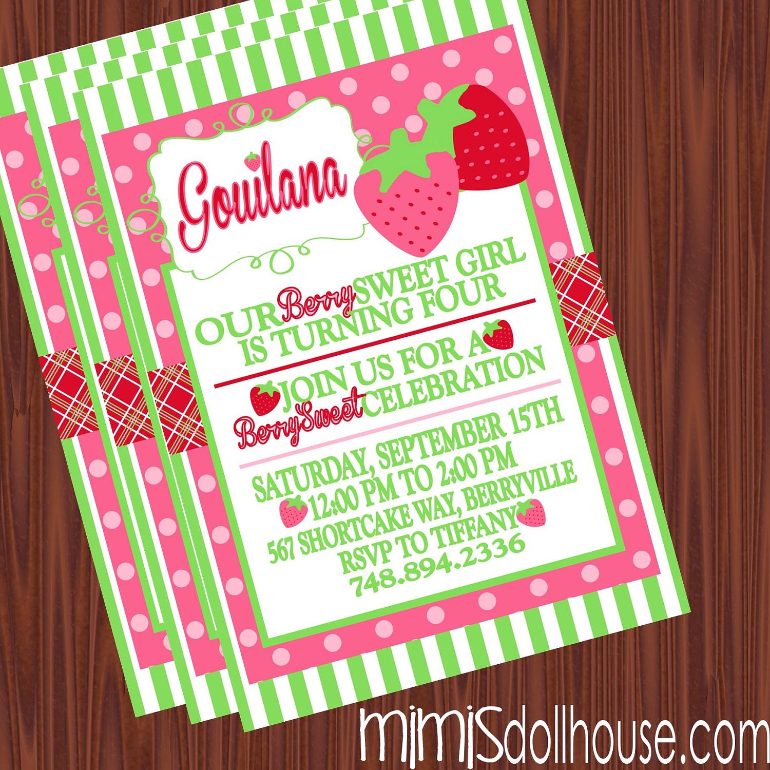 Strawberry Invitation- Printable Strawberry Shortcake Birthday Invitation PDF/JPEG Il_570xn