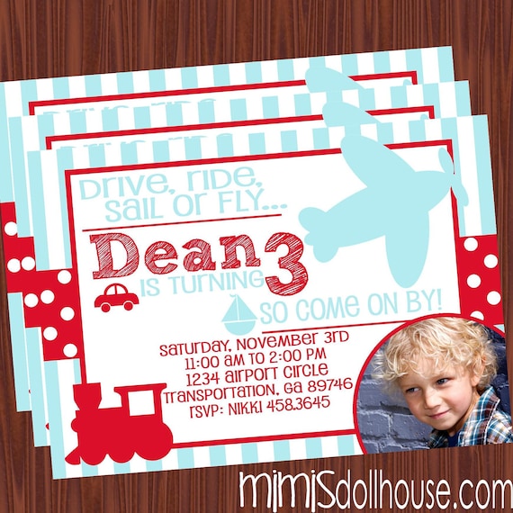 Transportation Invitation- Car, Plane, Boat, Train Invitation- Transportation Birthday invitation PDF/JPEG Il_570xn