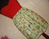 Alice in Wonderland Skirt -  High Waisted Mini- Handmade - Ready to Ship - Pale Green with Character Print