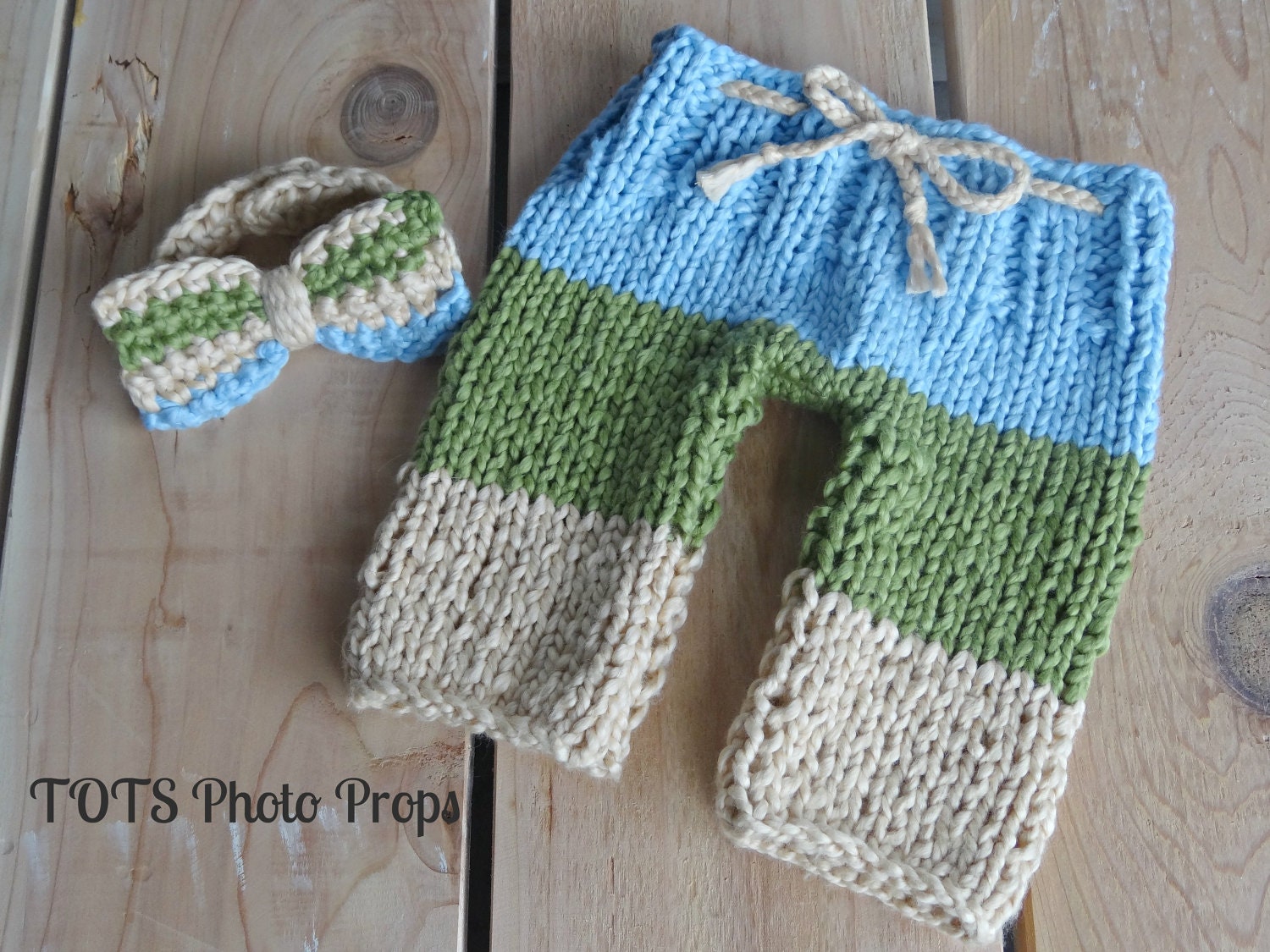 Organic Cotton Newborn Baby Boy Pants and Bow Tie Set Photo Prop