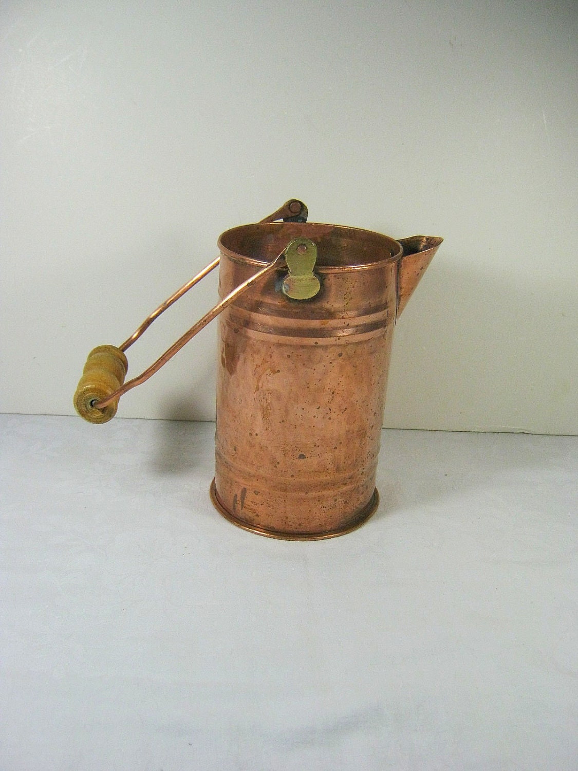 Vintage Copper Hammered Vase Pail Bucket Storage