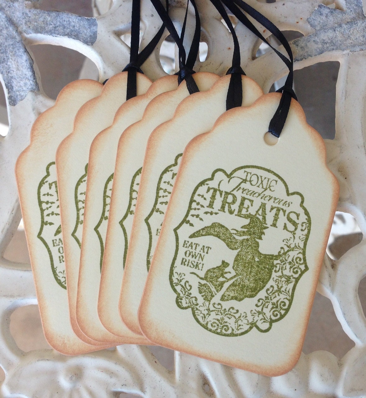 SALE- Toxic Tags- Halloween Tags- Set of 6