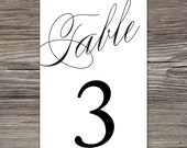 Printable Calligraphy Table Numbers