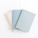 Pastel set of beige, blue and gray handmade notebooks (journals)