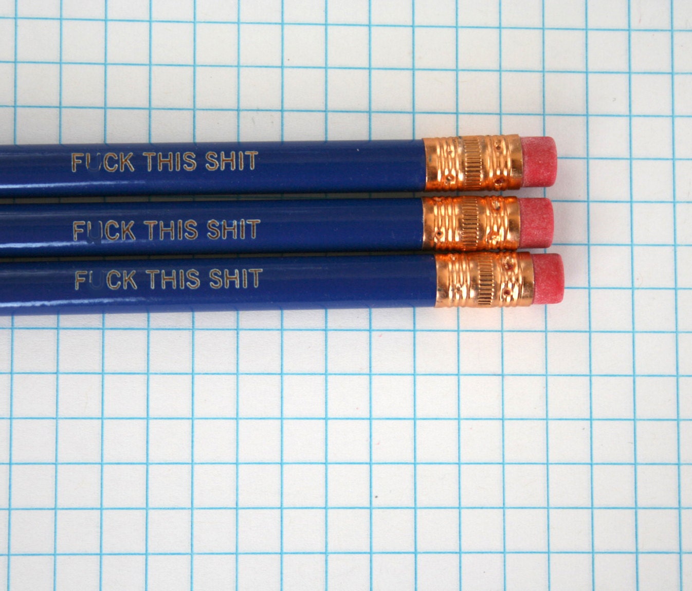 f%ck this sht pencil set 3 engraved pencils in midnight blue. fudge this crap. MATURE
