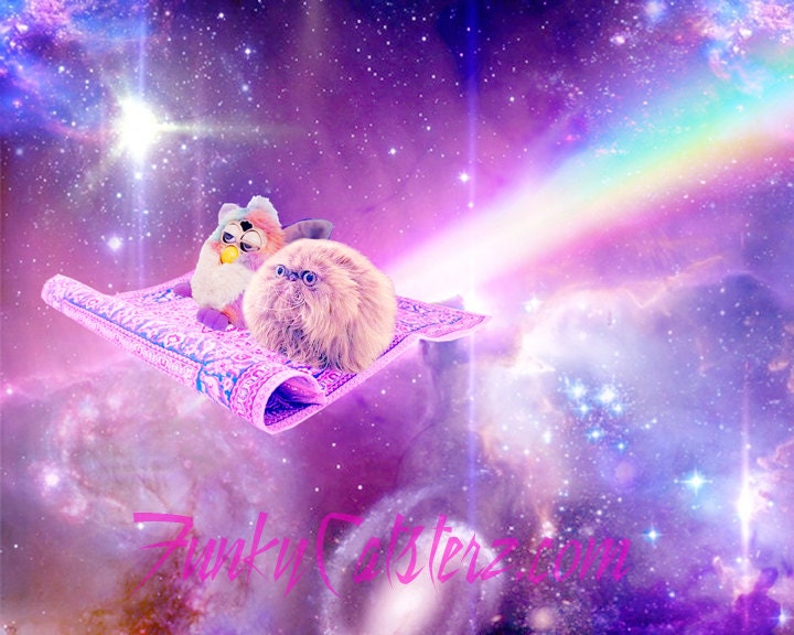 SALE - I Can Show You The World - 8 x 10 - Digital Cat and Furby Art Print - Featured on Buzzfeed