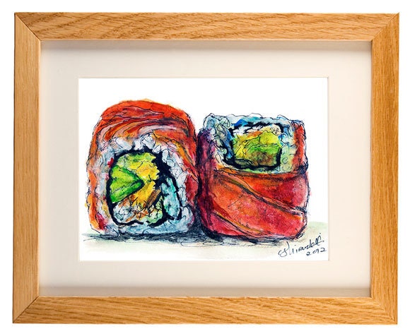 Sushi 3 Watercolour Print 5x7