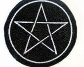 Thin Overlapping Silver Pentacle Sew On Patch