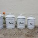 Vintage French Enamelware Canister Set Blue Chicken Wire/Som S/5
