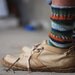 Mens blue and orange striped socks gift idea for him - made to order