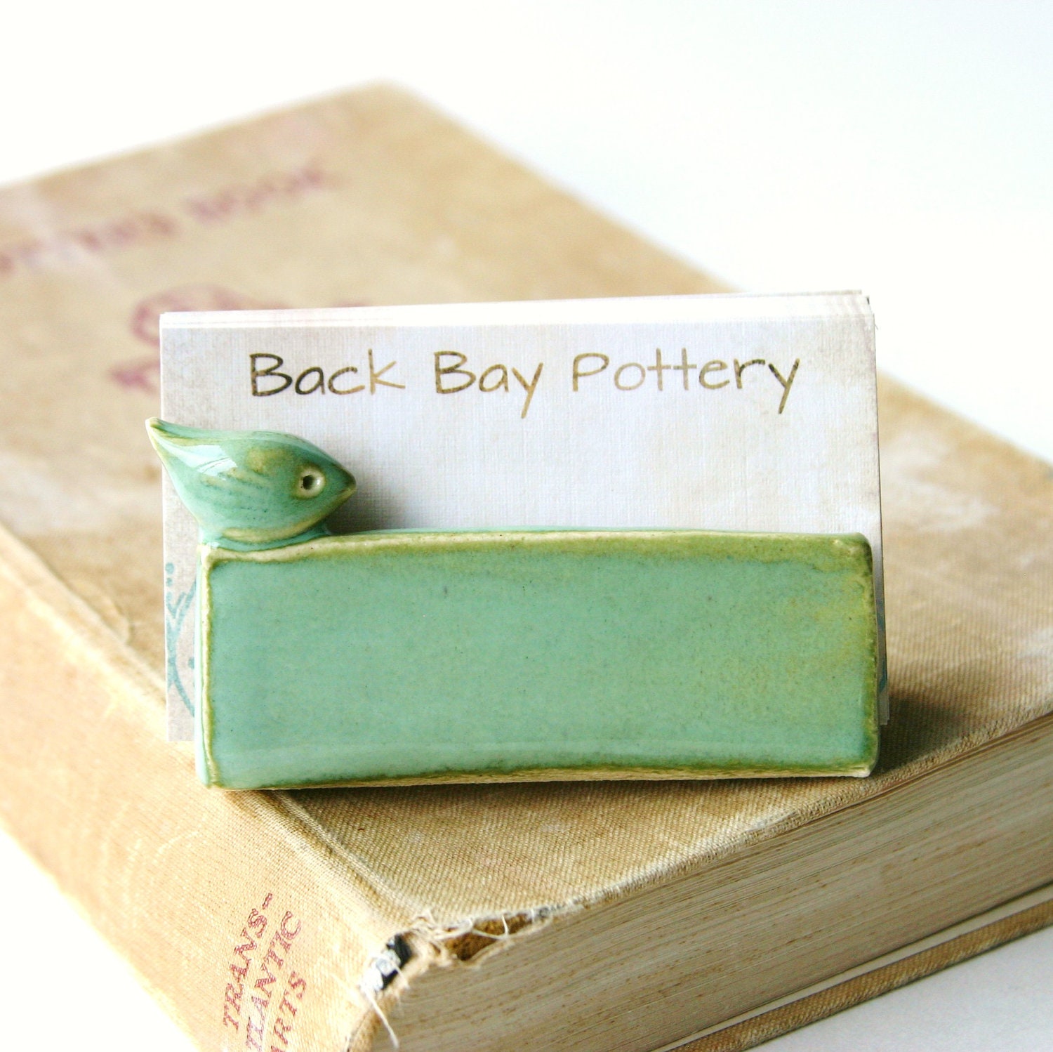 Little Bird Business Card Holder - Aqua Mist - French Country
