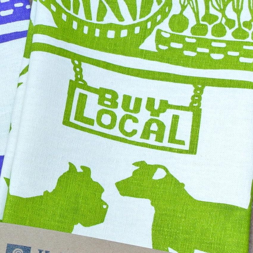 Tea Towel - Growers' Market: Green or Purple Available
