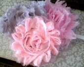 Chic Shabby Flowers Trio on an Elastic Headband