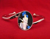 1920s Evening Gala French Soirée Art Deco Fashion Trendy Silver Tone Cuff Bracelet