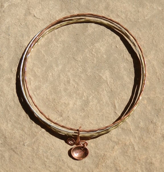Bangles - Set Of 3, Sterling Silver, Copper & Brass
