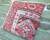 Kazak Rug Pillow - Kilim Pillow - Oriental Carpet - Kilim Cushion - Area Rug Accent