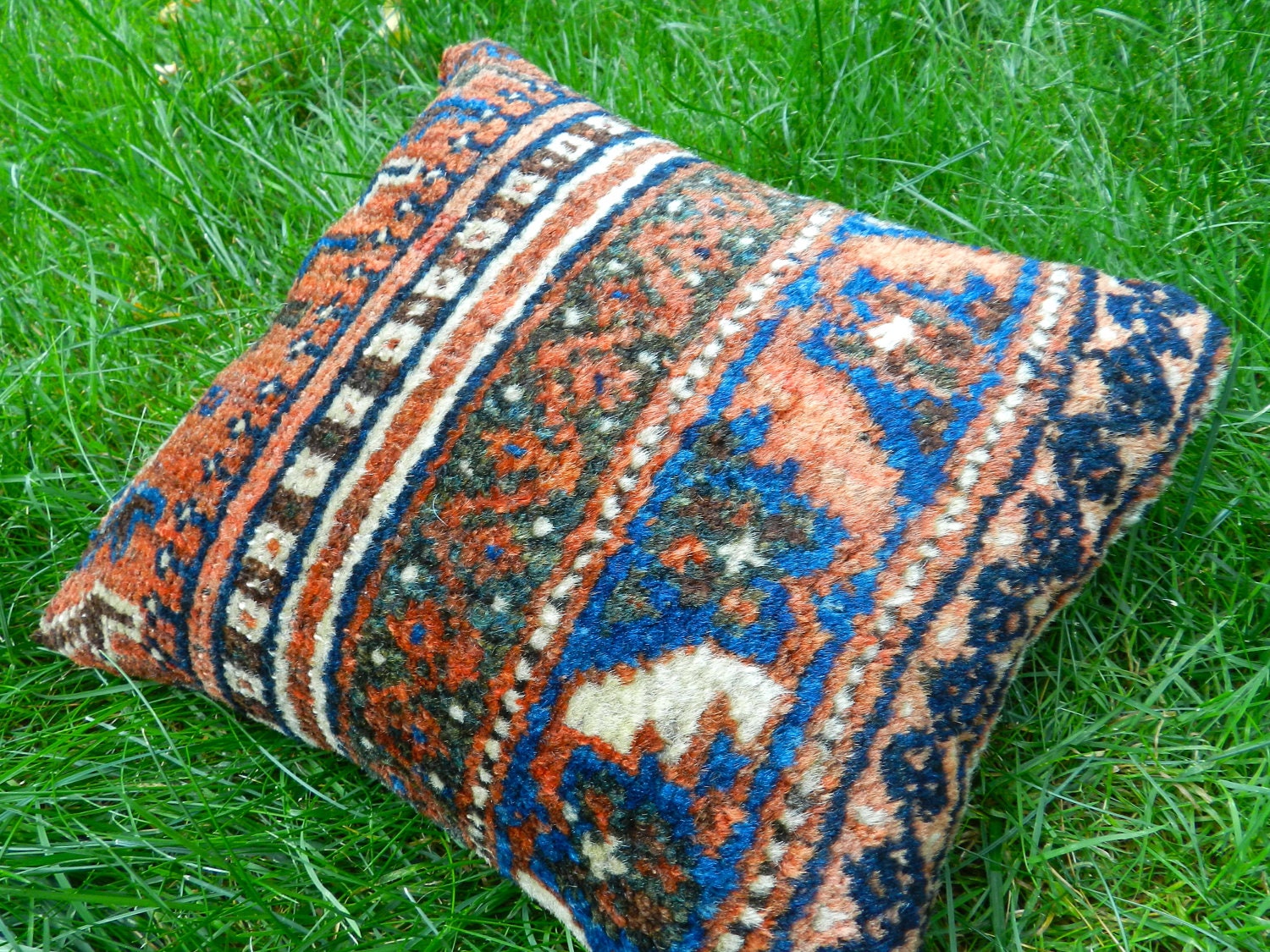 Vintage Kilim Pillow - Persian Rug Cushion - Oriental Carpet Pillow - Tribal Decor