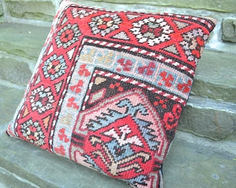 Kazak Rug Pillow - Kilim Pillow - Oriental Carpet - Kilim Cushion - Area Rug Accent