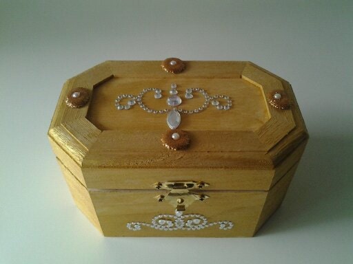 Diamonds And Gold theme Ring Bearer Box Trinket Box Decorated wedding Ring Box