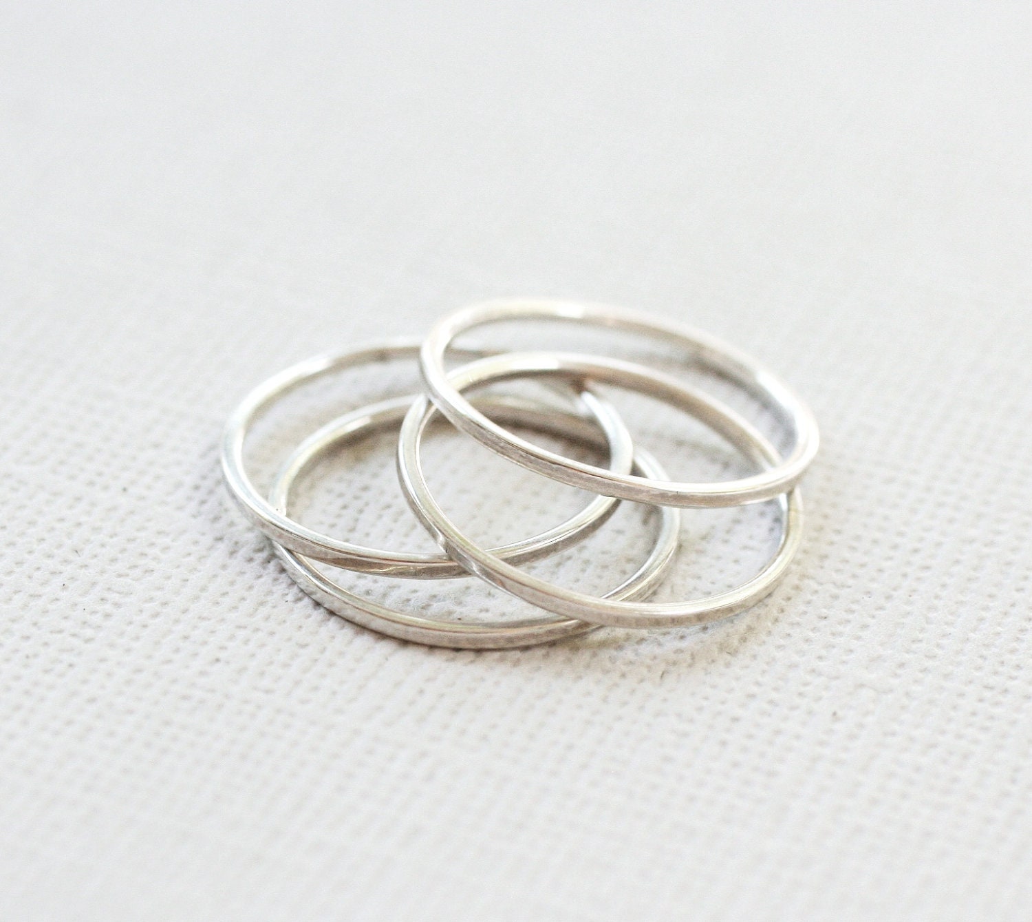 4 SMOOTH - Stackable Silver Rings Size 6,6,5,5.