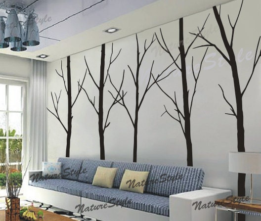 Wall Decal tree wall decal nursery wall decal baby wall decal winter tree wall decal children  baby decal-Five Winter Trees