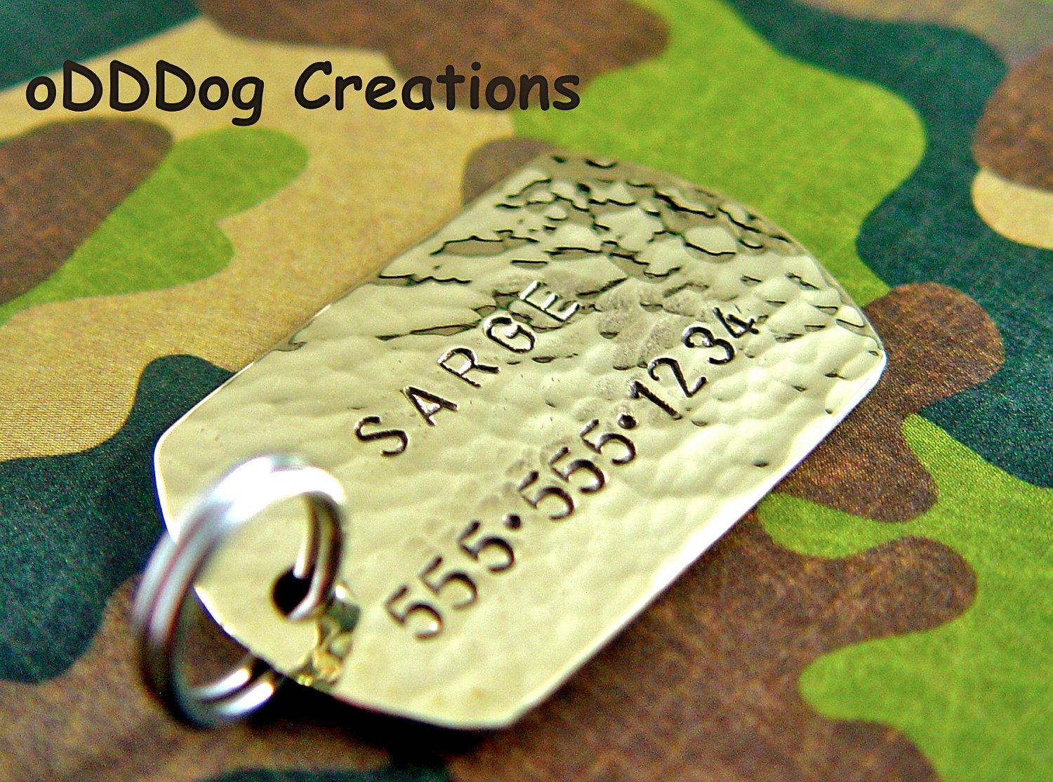 custom dog tag / military / brass / hammered / large : The New-Classic Dog Tag