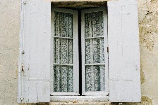 France shabby white grey window -  La fenÃªtre -  fine art analog print 8 x 12 - LumiereDuMatin