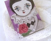 ACEO ATC Original, Watercolor Painting on Card, Whimsical Girl Illustration - Rosa by Amalia K
