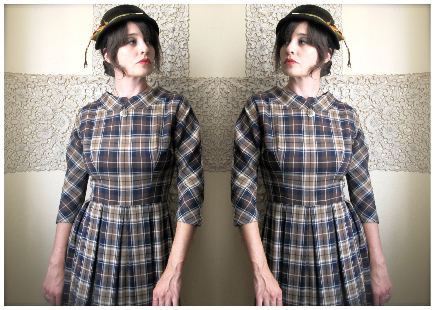 it plaid to be you. vintage 60s plaid fall dress. size small/medium