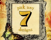 SALE - BUY 7 DESIGNS of your choice - Digital Collage Sheets Scrapbooking Supplies vintage scrapbook paper designs digital download
