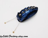 Cyber Baby Bug Caterpillar - Dark Metallic Blue PVC Hair Clip with Guitar Strings Armour Insect cyberpunk cyber worm