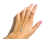 Slave Bracelet, 14kt Gold Filled Chain, Swarovski Crystals, Evil Eye, Bracelet Ring, Hand Chain, Evil Eye Jewelry, Wedding Jewelry