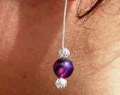 Banded Agate Amethyst Elegant Dangle Earrings