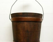 Wood Bucket - Rustic bucket, winter decor, wedding party favor, copper bucket - DabHands