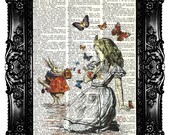 Alice in Wonderland 47 Upcycled Book Vintage Book Page Upcycled Dictionary Art Print Vintage Book Print  Buy 3 get 4th free