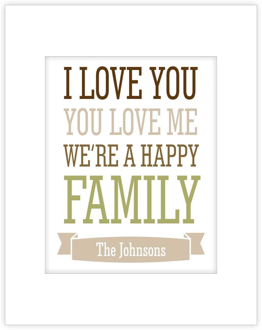 Art Print Poster, Family Wall Decor Mother's Day 8 X 10 ,Wall Art I Love You, We're a Happy Family
