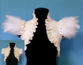 Bridal Bolero Jacket Shrug Wedding White Nuno felted. Wool and silk. Shimmer pearls. BRIDE ANGEL